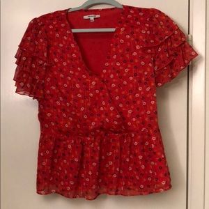 Madewell Red Ruffle Top